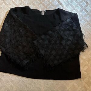H&M Black Blouse with Textured Sleeves. Size: 10